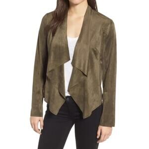 Kut From the Kloth Faux Ultra Suede Moss Green Jacket SOFT W Hi Low Hem
